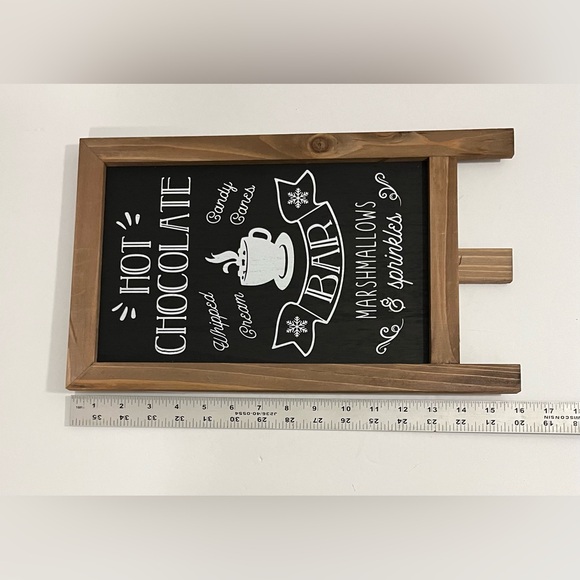 New Hot Chocolate Bar Standing Wood Tabletop Bistro Sign Chalkboard Style Decor - Picture 6 of 6